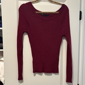 White House Black Market Burgundy Ribbed Top